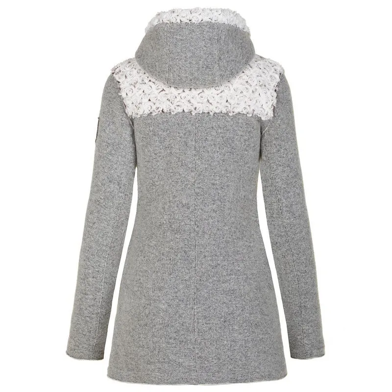 Almgwand Hahnstein Damen Kapuzenmantel grau-offwhite