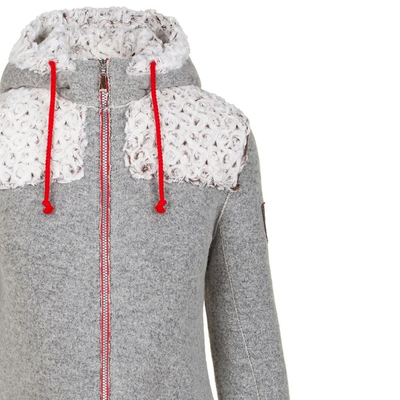 Almgwand Hahnstein Damen Kapuzenmantel grau-offwhite