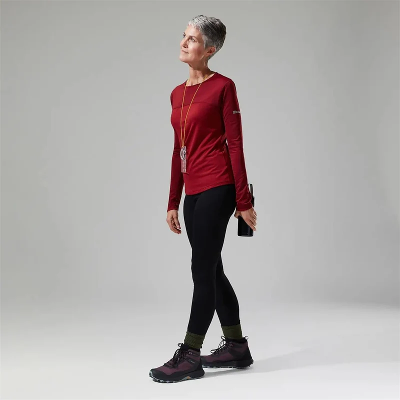 Berghaus Women Voyager Tech Tee Basecrew LS red