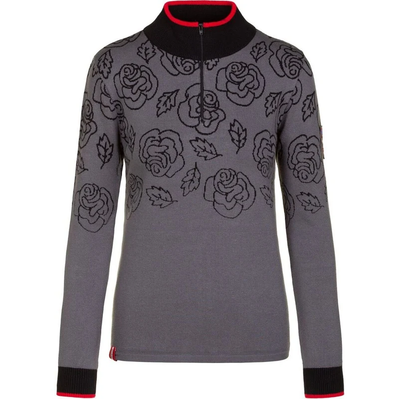 Almgwand 1928 Damen Pullover Bernkogelalm anthrazit-schwarz-rot
