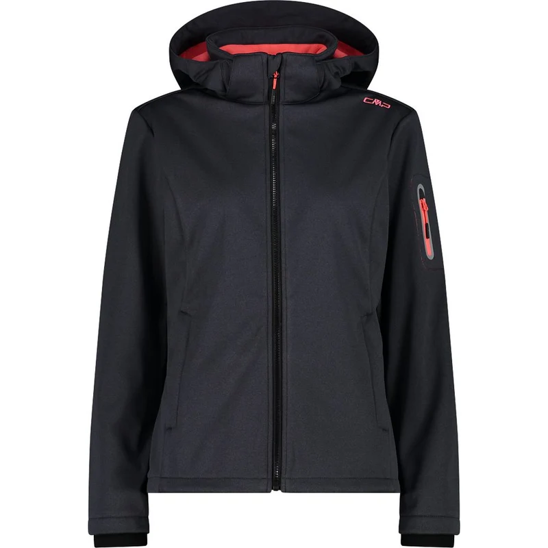 CMP Damen Jacket Zip Hood titanio mel-red fluo Hardshelljacke