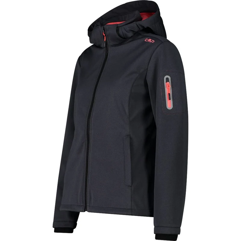 CMP Damen Jacket Zip Hood titanio mel-red fluo Hardshelljacke