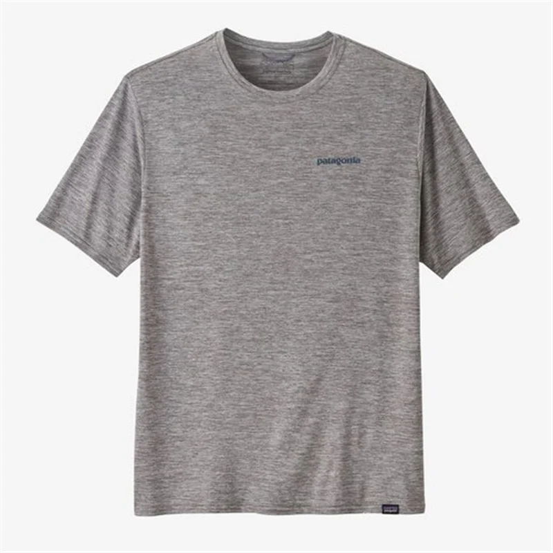 Patagonia Capilene Cool Daily Graphic Shirt-Waters Boardshort Logo Abalone Blue: Feather Grey