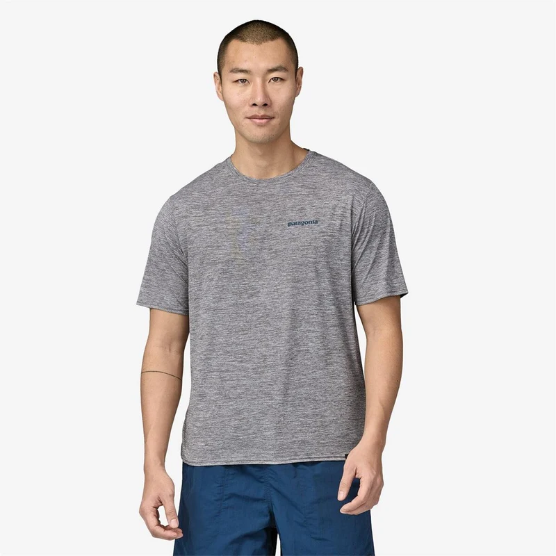 Patagonia Capilene Cool Daily Graphic Shirt-Waters Boardshort Logo Abalone Blue: Feather Grey