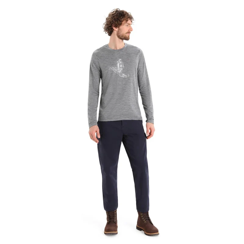 Icebreaker Tech Lite II LS Tee Skiing Yeti gritstone heather Herren Merino Longsleeve