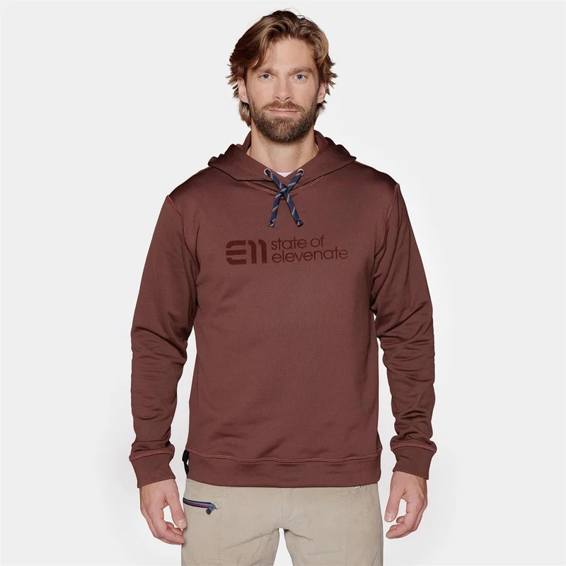 sate of elevenate Logo Hood maroon brown