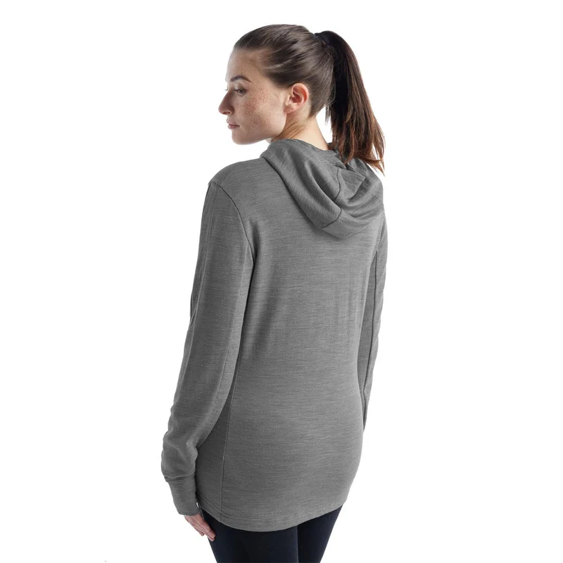 Icebreaker Quantum III LS Zip Hood metro heather black Damen Merinojacke