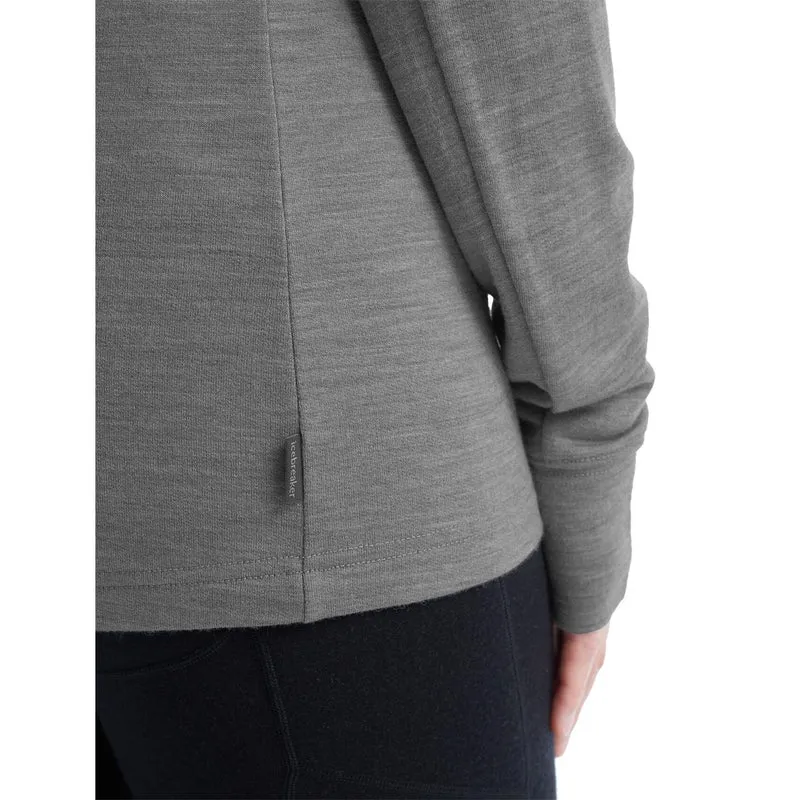 Icebreaker Quantum III LS Zip Hood metro heather black Damen Merinojacke