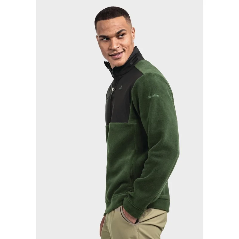 Schöffel Herren Fleece Jacke mit Materialmix & Ziersteppung Gregale Dark Jade