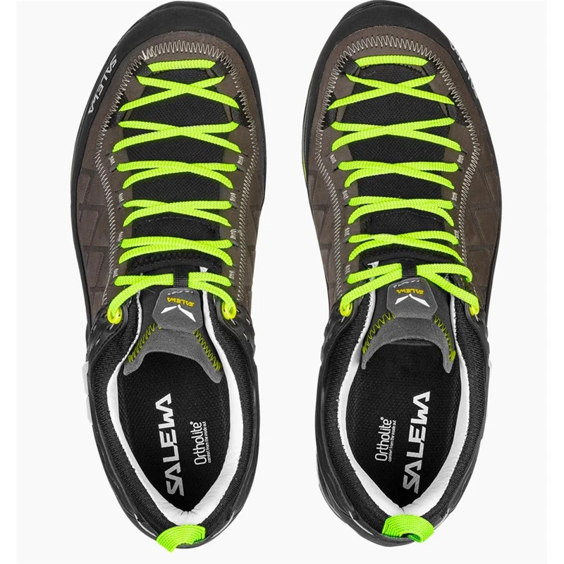 Salewa Mountain Trainer Leather Schuhe Herren smoked / fluo green