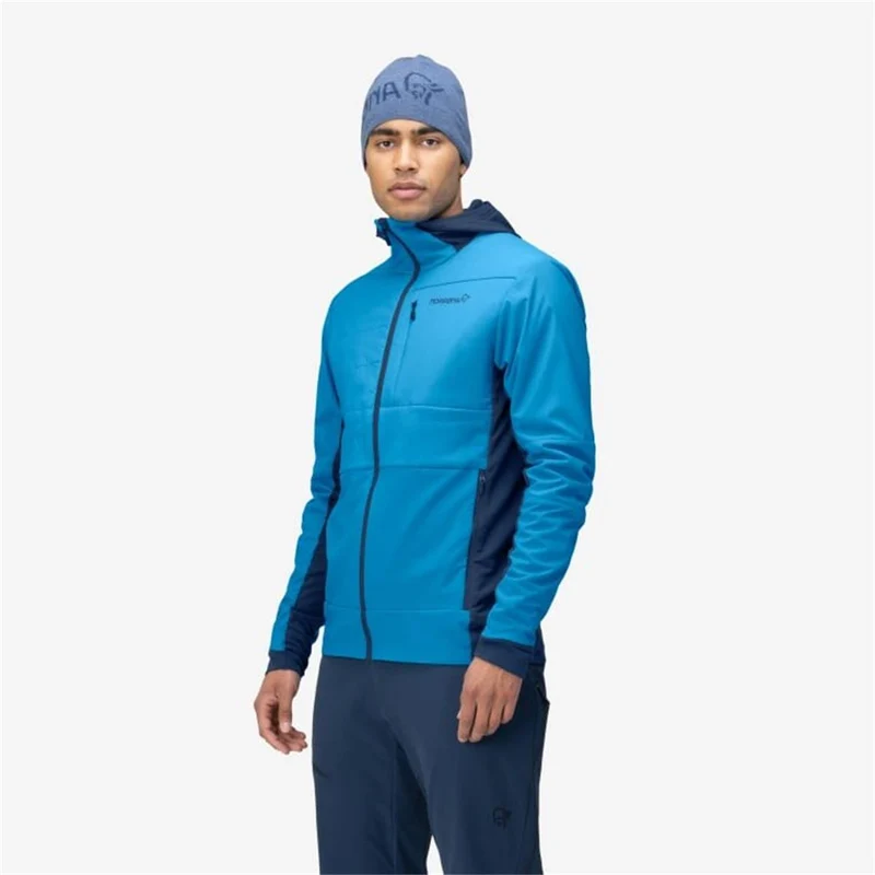 Norrona Herren Powerstretch Falketind Alpha Insulated Zip Hood Jacke Hawaiian Surf/ Indigo Night